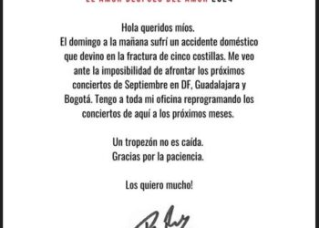 FITO PAEZ, POR ACCIDENTE DOMÉSTICO CANCELÓ ACTUACIÓN EN EL ZÓCALO