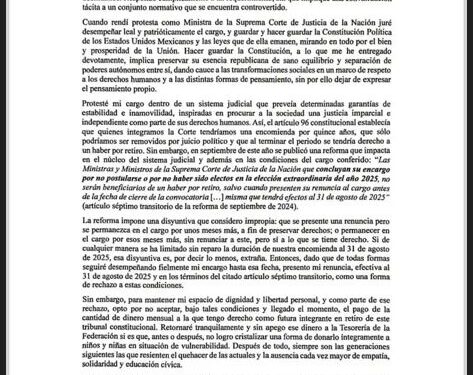 MARGARITA RÍOS FARJAT RENUNCIA A LA CSJN; DONARÁ SU PENSIÓN A INFANTES EN VULNERABILIDAD